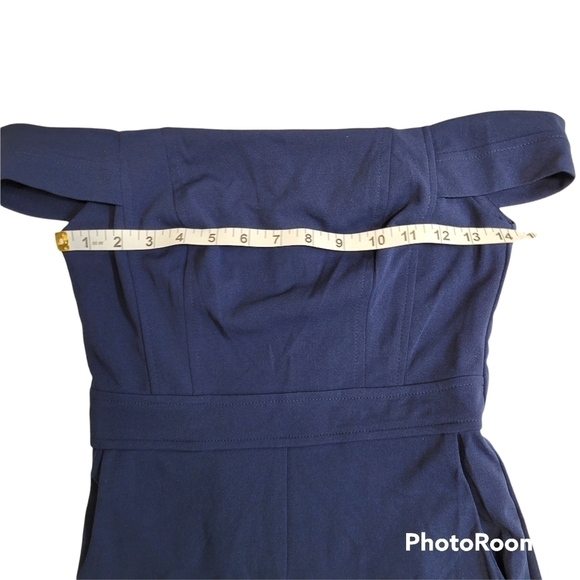 Teeze Me Navy Blue Off The Shoulder Pants Jumpsuit With Pockets Size 3/4 - Picture 8 of 10
